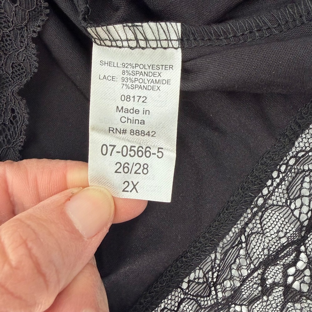 ellos Black Lace Trim Camisole‎ 2X 26/28 Stretch Romantic Tank Top - Picture 7 of 10